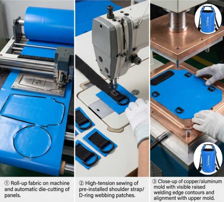 Poltsa lehorra fabrikatzeko prozesua: materialaren mozketatik RF soldadura arte